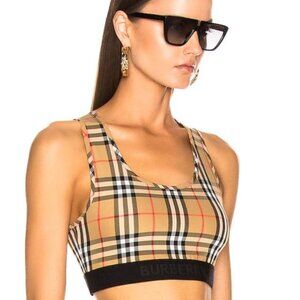 Like New, Burberry Nova Check Plaid Logo Band Crop Top
